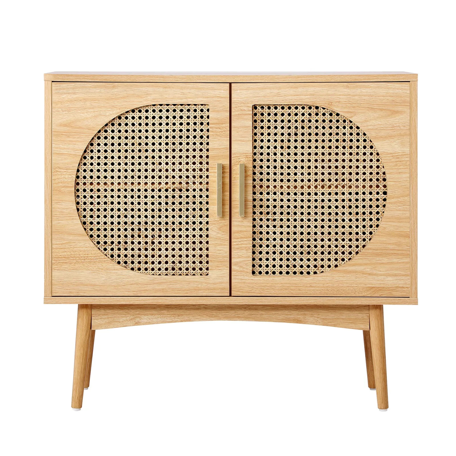 Oikiture Sideboard Cabinet Buffet Rattan Furniture Cupboard Hallway Shelf Wood