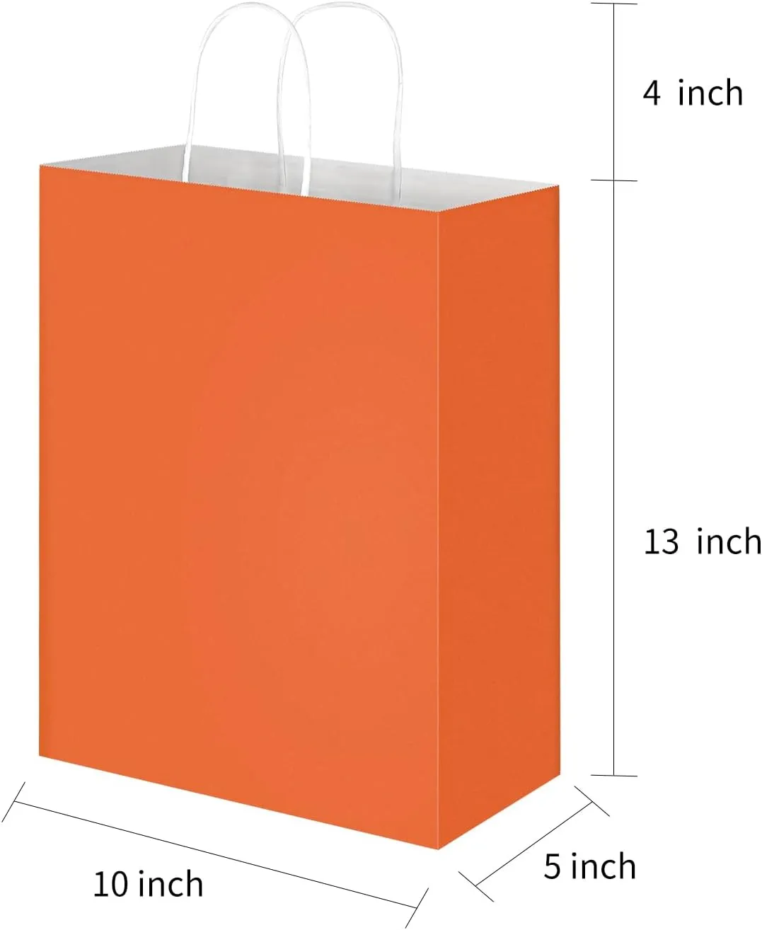Oikss 50 Pack 10x5x13 Orange Kraft Paper Bags with Handles Bulk for Birthday Party Favors Grocery Retail Shopping Business Goody Recycled Craft Gift Bags (Large Size, 50 Count)