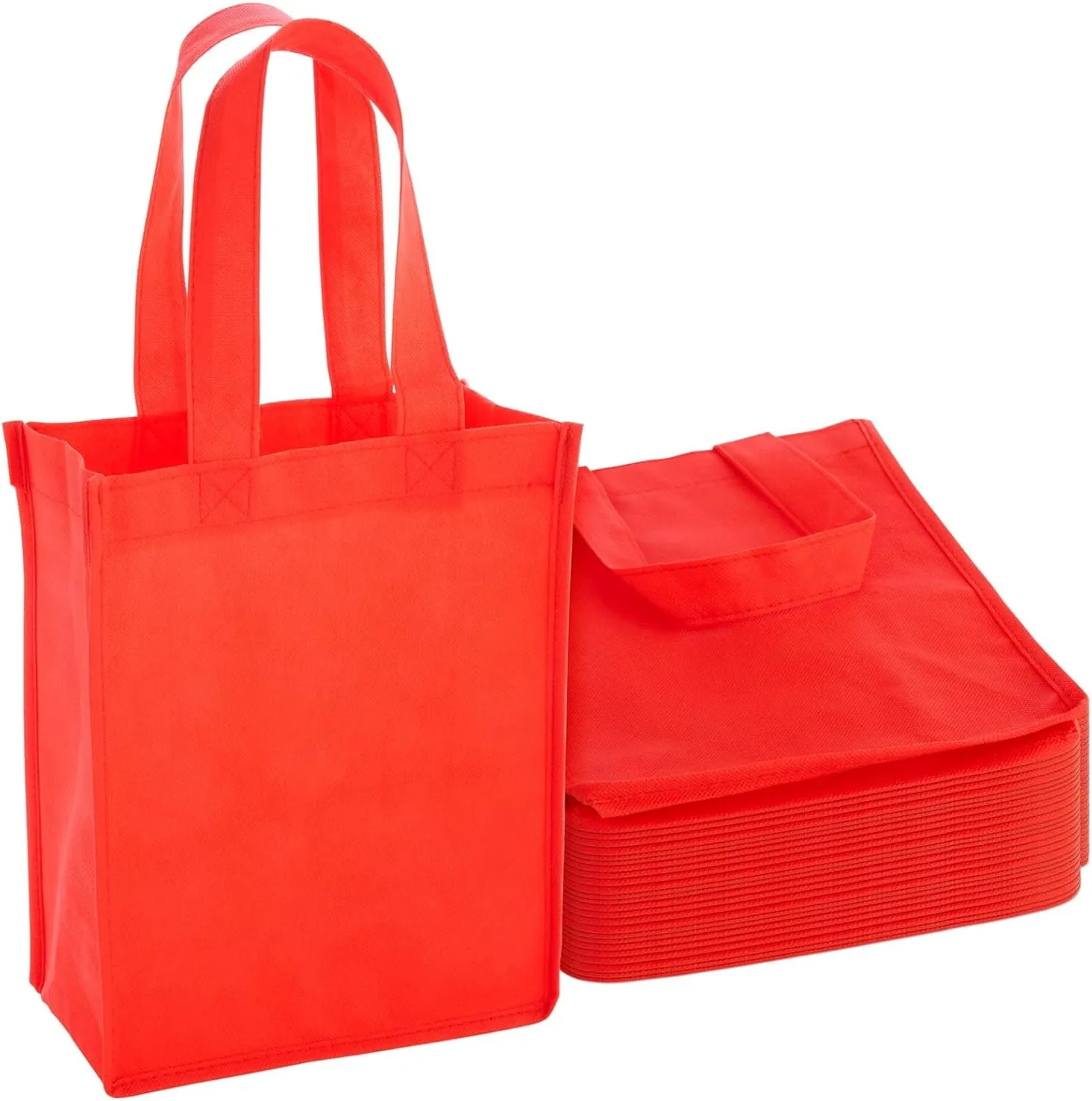 Okuna Outpost 24-Pack Red Reusable Grocery Tote Bags for Shopping - Small Bulk Canvas Bags for Women with Handles