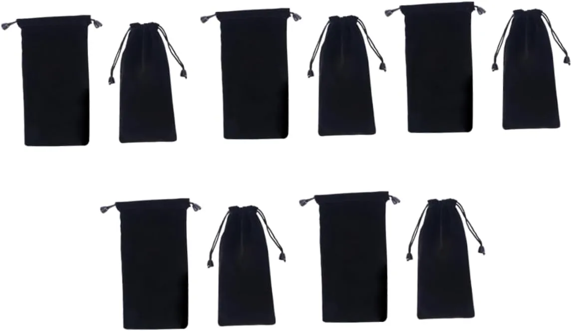 ORFOFE 10pcs Portable Drawstring Storage Pouch Bags for Jewelry Watches and Accessories Black Multifunctional Pouches for Organizing and Travel
