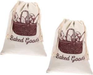 Organic Bread Bags Set 2 Pcs Drawstring Bread Pouches for Bakery Snack Bar Party Supplies Food Storage Home Freshness