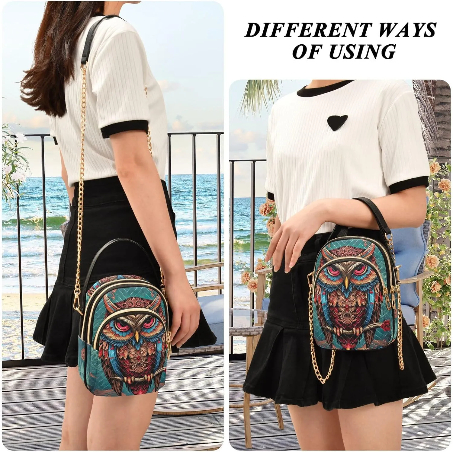 Owl in the Blue Women Crossbody Bags, Lightweight Crossbody Bag Small Handbags for Women Crossbody