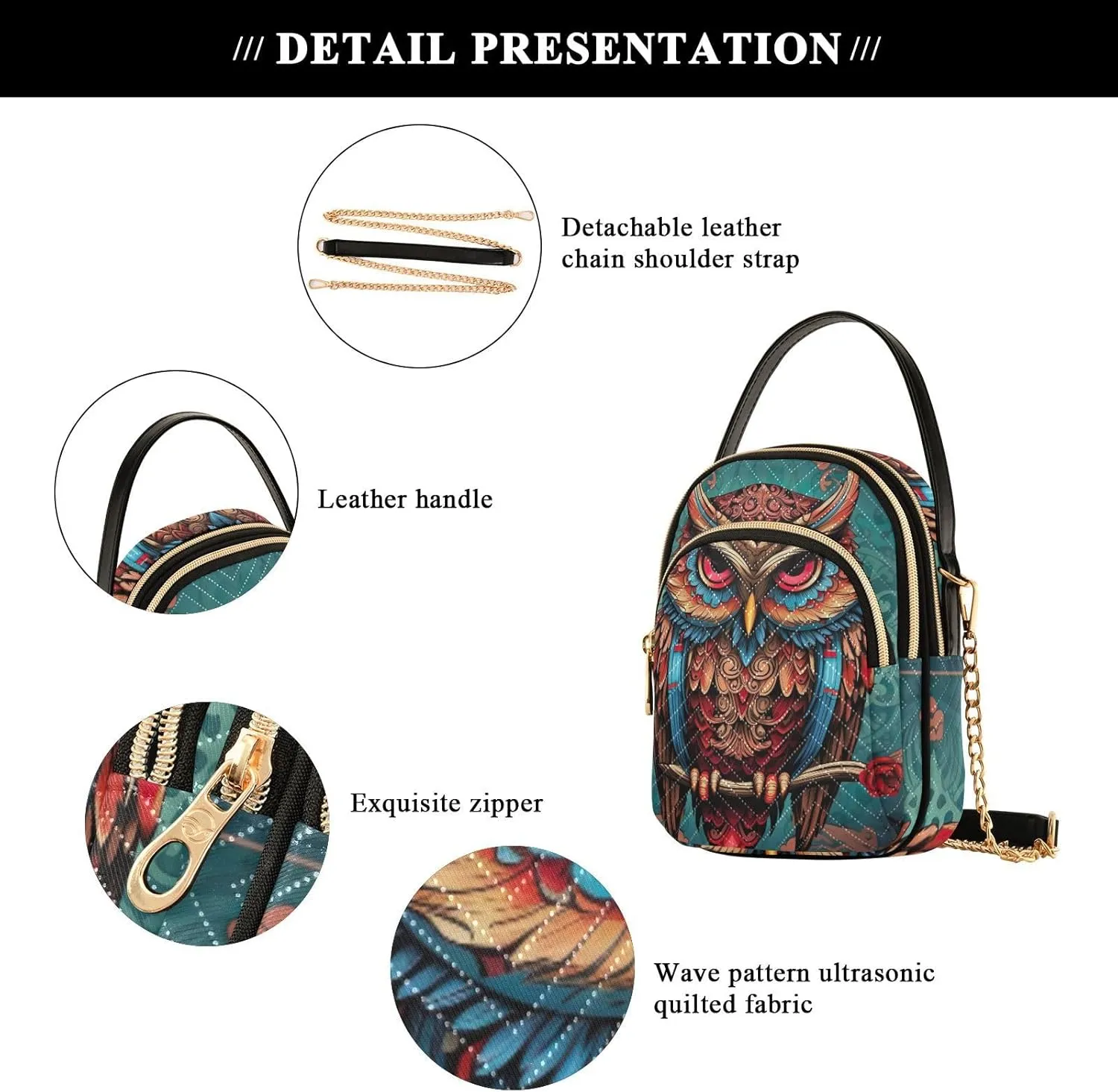 Owl in the Blue Women Crossbody Bags, Lightweight Crossbody Bag Small Handbags for Women Crossbody