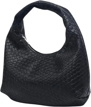 OYOANGLE Women's Leather Woven Underarm Bags Zipper Top Handle Small Shoulder Bags
