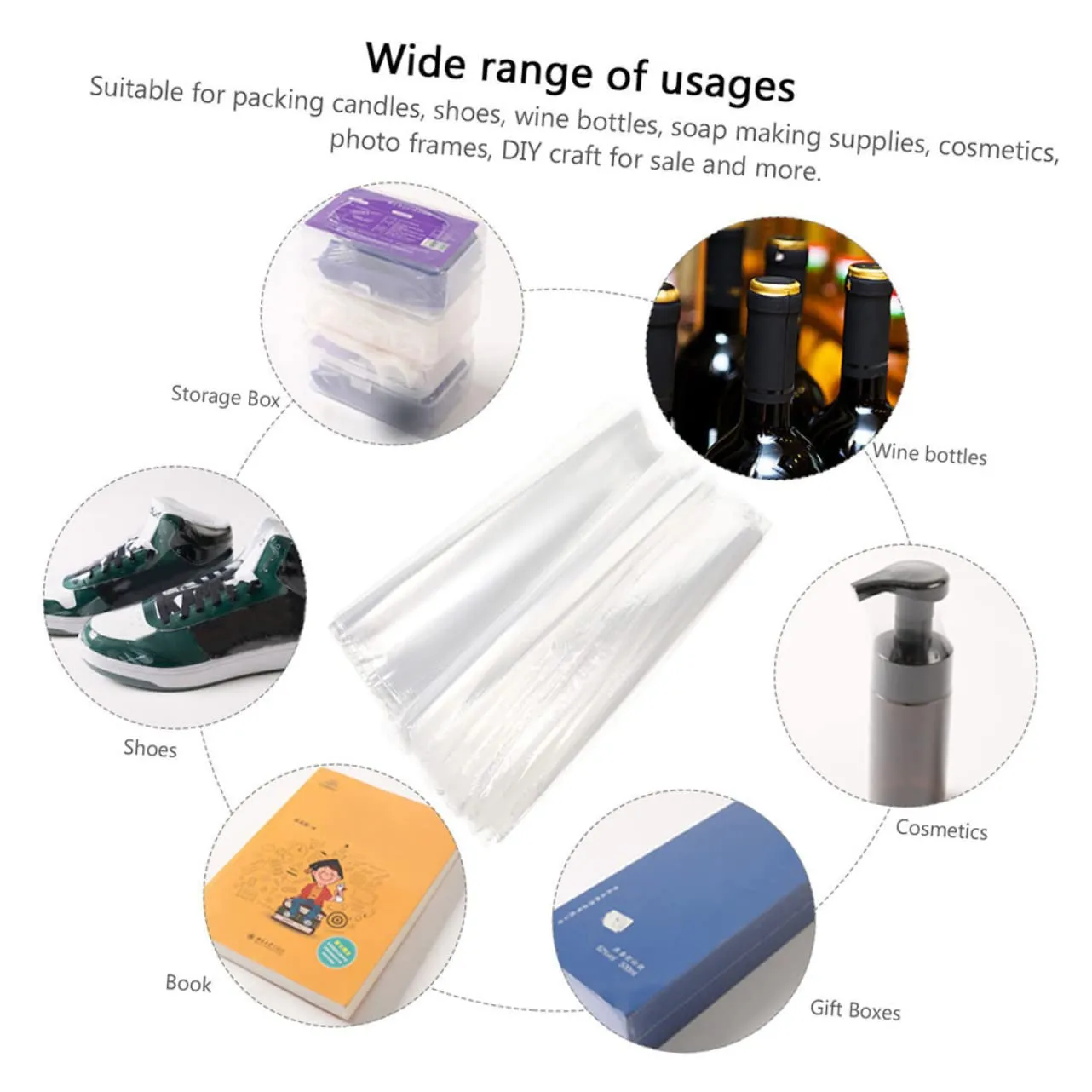 Packaging Heat Shrink Bags 200 Pcs Sealable Shrinkage Cellophane Bags Pof Film Easy to Use for Home DIY