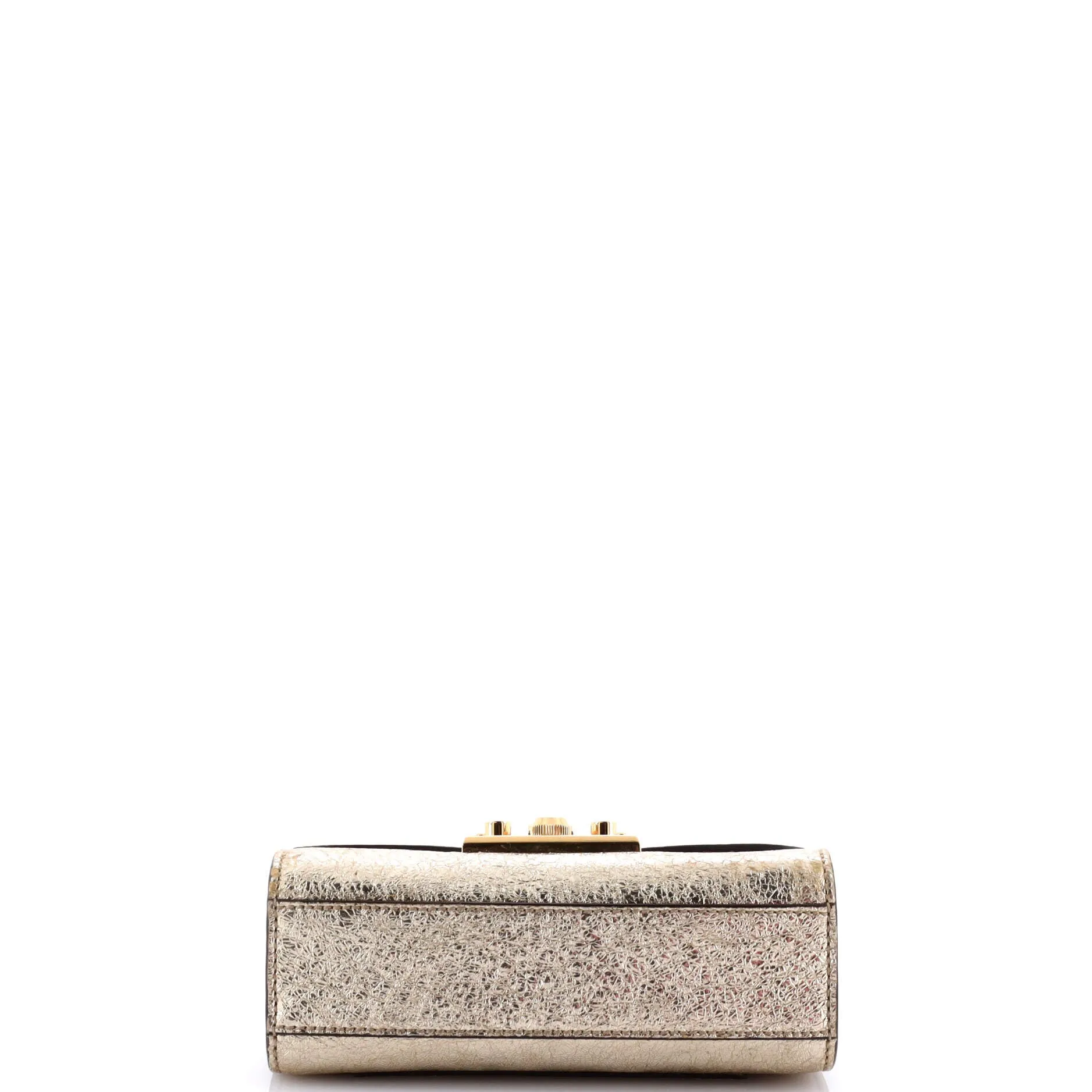 Padlock Shoulder Bag Textured Metallic Leather Small