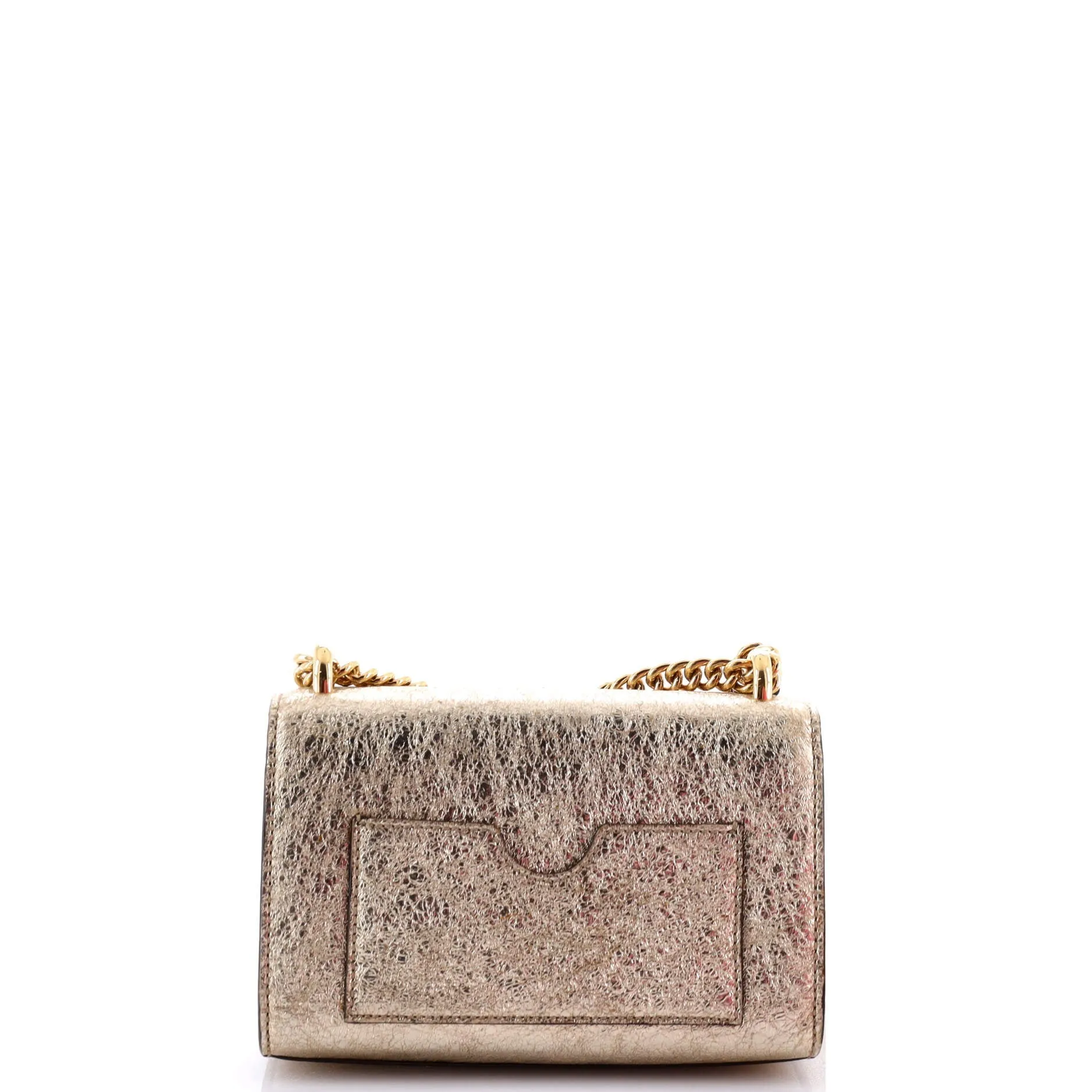 Padlock Shoulder Bag Textured Metallic Leather Small
