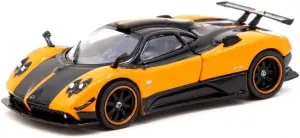 Pagani Zonda Cinque Arancio Saint Tropez Orange Metallic and Black Global64 Series 1/64 Diecast Model Car by Tarmac Works T64G-TL021-OR