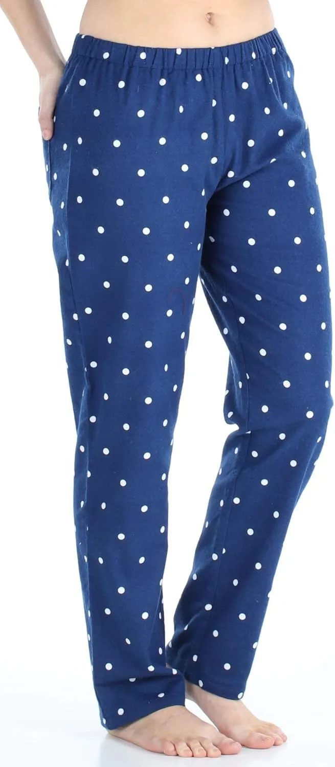 PajamaMania Women's Cotton Flannel Long Sleeve Button-Down Pajamas PJ Set