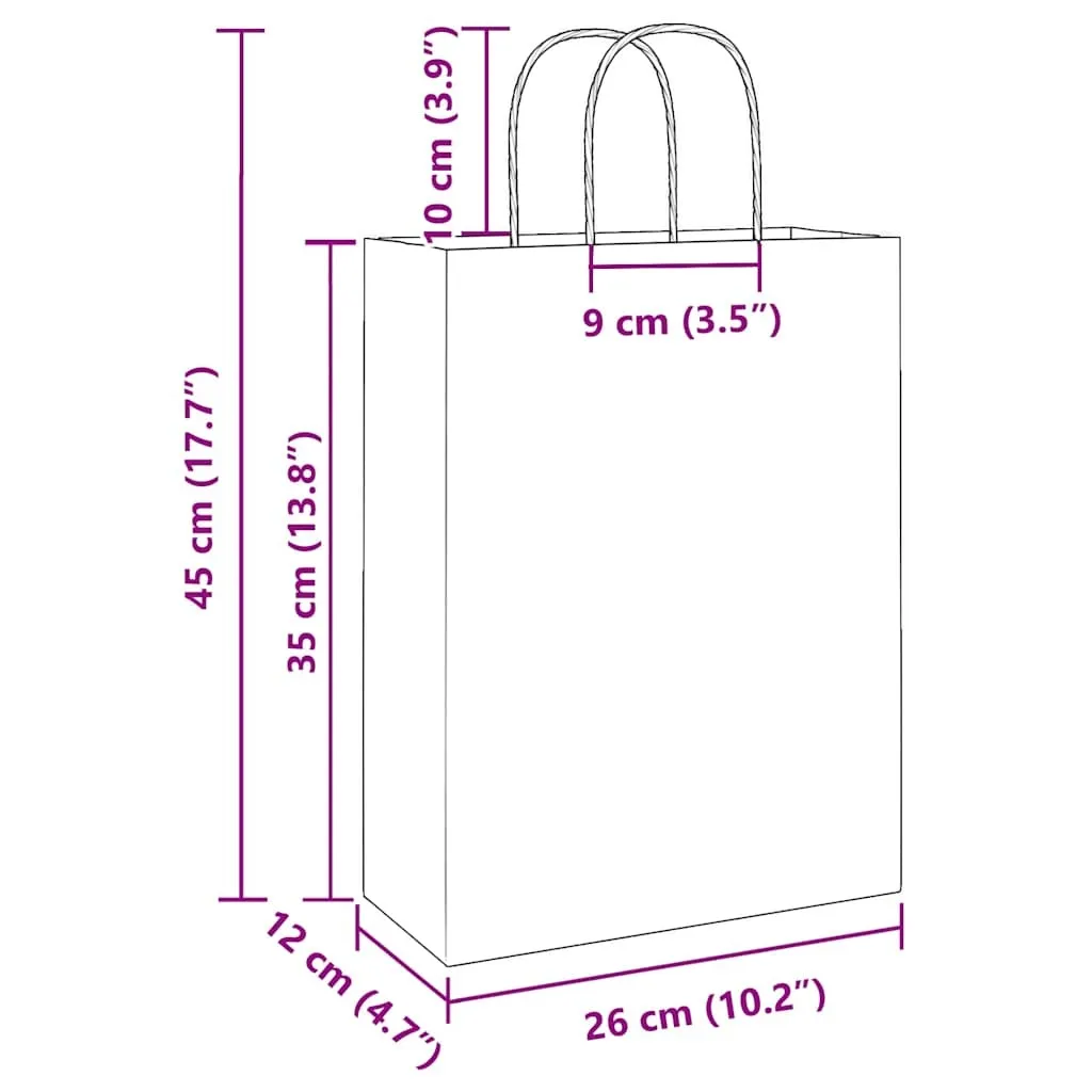 Paper Bags 250 pcs with Handles Red 26x12x35 cm