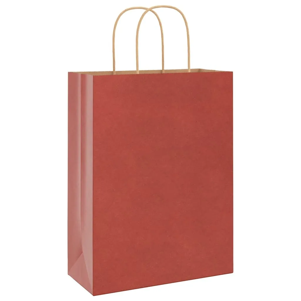 Paper Bags 250 pcs with Handles Red 26x12x35 cm