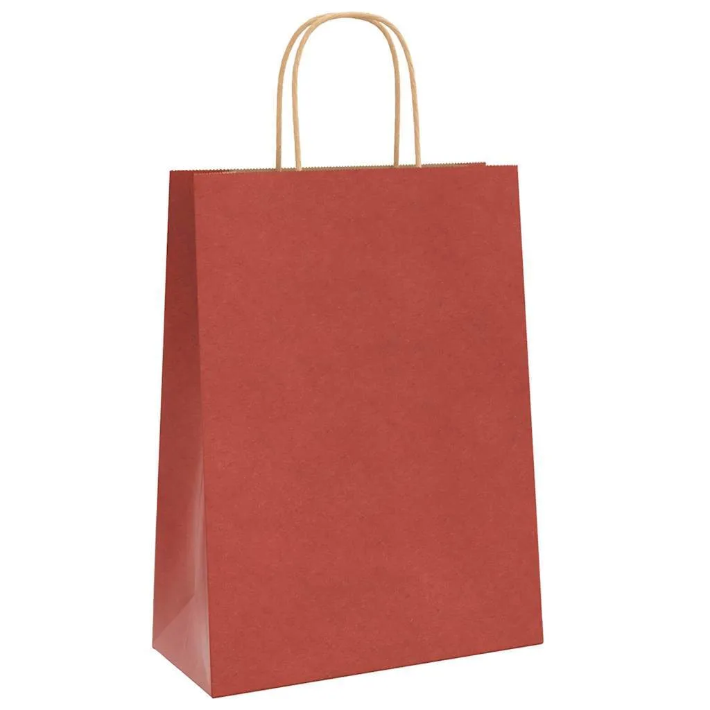 Paper Bags 250 pcs with Handles Red 26x12x35 cm