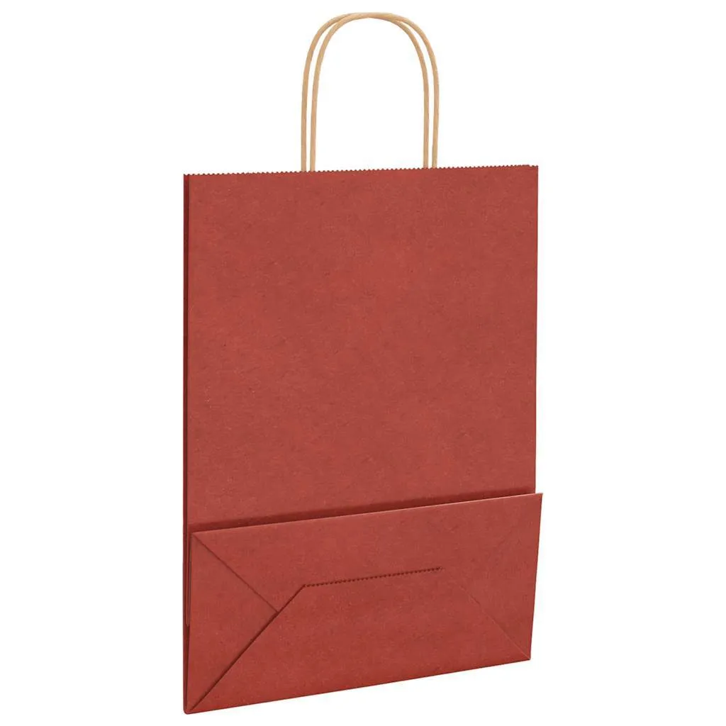 Paper Bags 250 pcs with Handles Red 26x12x35 cm