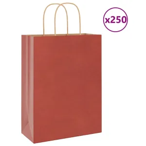 Paper Bags 250 pcs with Handles Red 26x12x35 cm