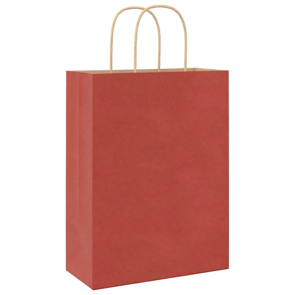 Paper Bags 250 pcs with Handles Red 26x12x35 cm