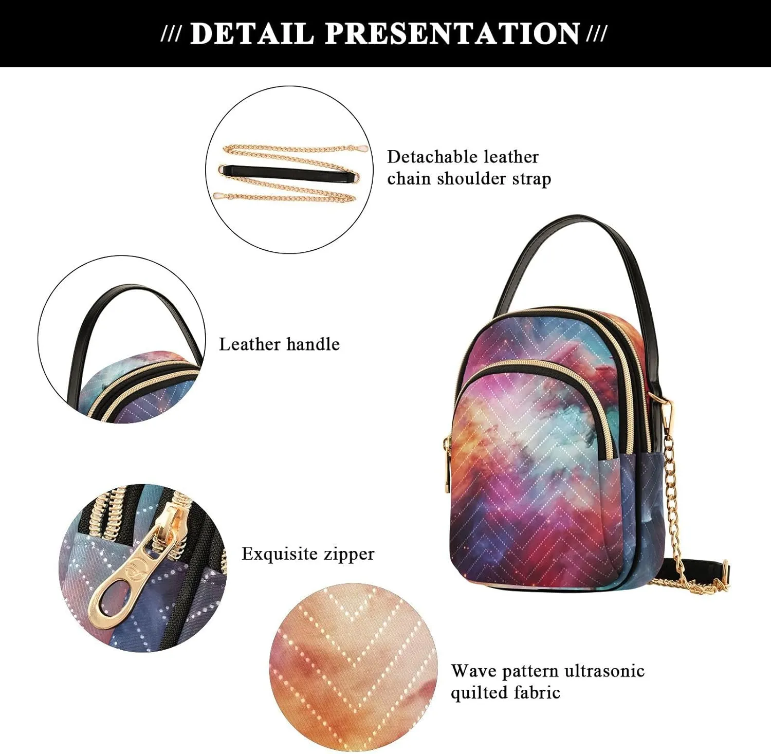 Parrots and Tropical Flowers Women's Crossbody Bags, Casual Crossbody Purse Gold Chain Crossbody Bag