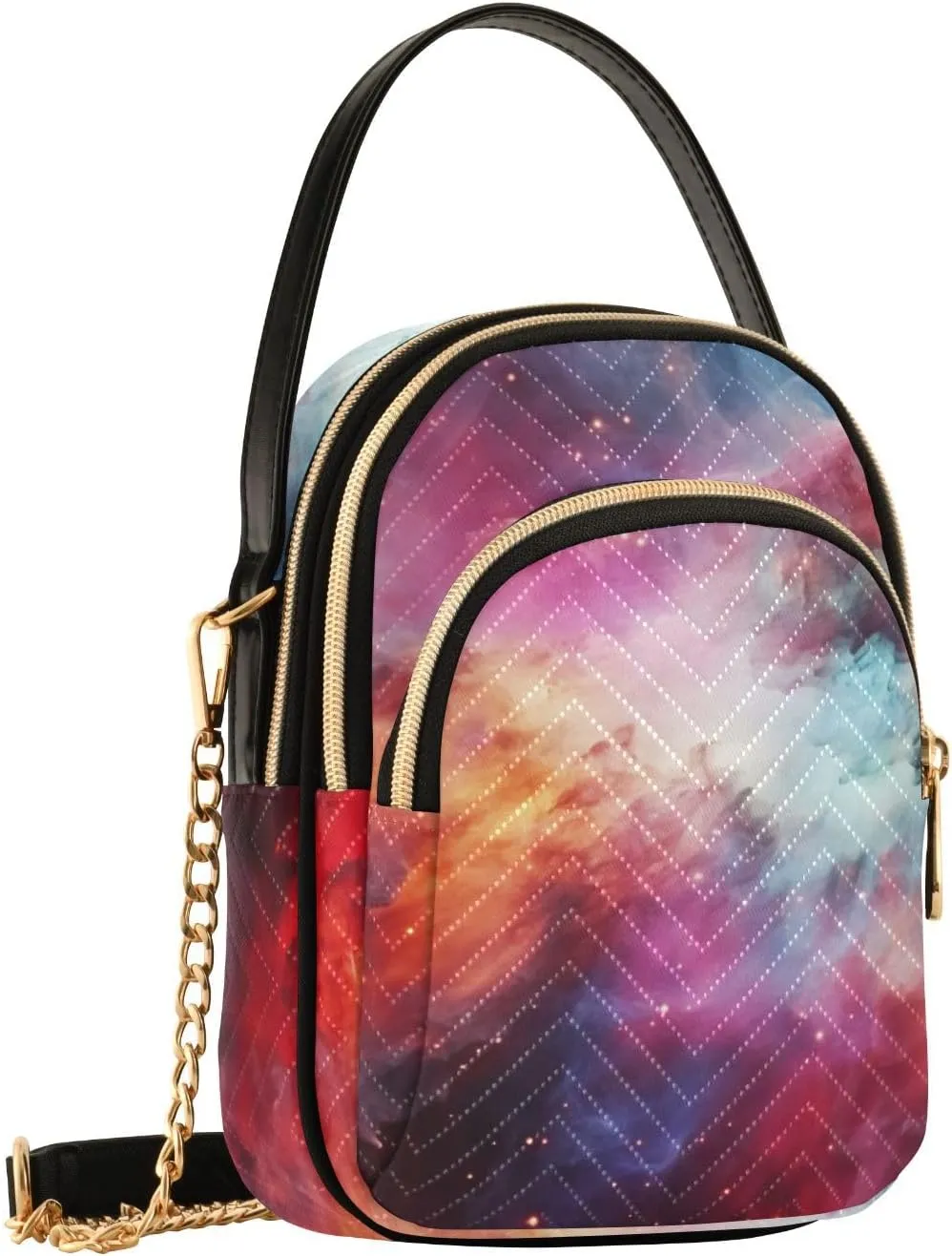 Parrots and Tropical Flowers Women's Crossbody Bags, Casual Crossbody Purse Gold Chain Crossbody Bag