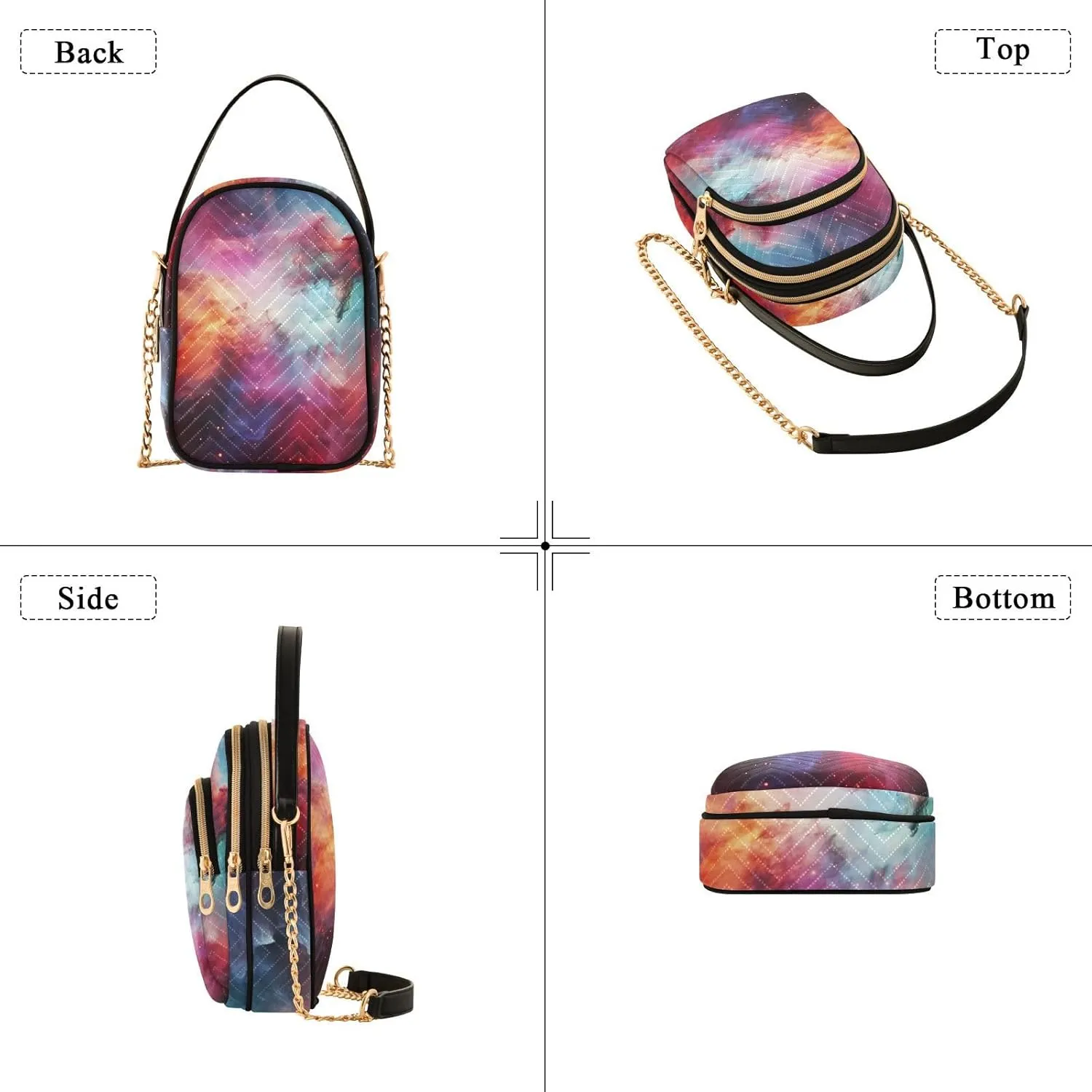 Parrots and Tropical Flowers Women's Crossbody Bags, Casual Crossbody Purse Gold Chain Crossbody Bag