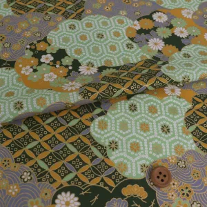 Patterned Clouds Fusion - Green (Length) 1＝0.25yard