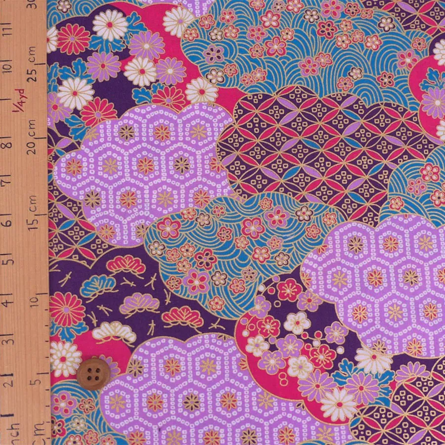 Patterned Clouds Fusion - Purple (Length) 1＝0.25yard