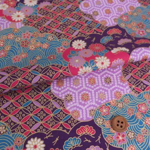 Patterned Clouds Fusion - Purple (Length) 1＝0.25yard