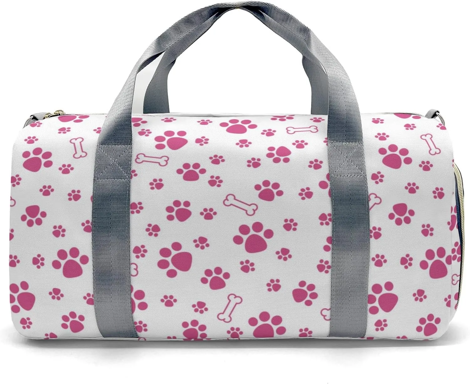 Paws Bones Stars Pink Personalized Duffel Bag with Name Custom Overnight Bag Multi-Function Travel Bag Sports Gym Bag for Travel Weekend Duffel Bag