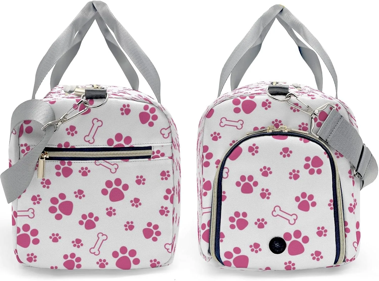 Paws Bones Stars Pink Personalized Duffel Bag with Name Custom Overnight Bag Multi-Function Travel Bag Sports Gym Bag for Travel Weekend Duffel Bag