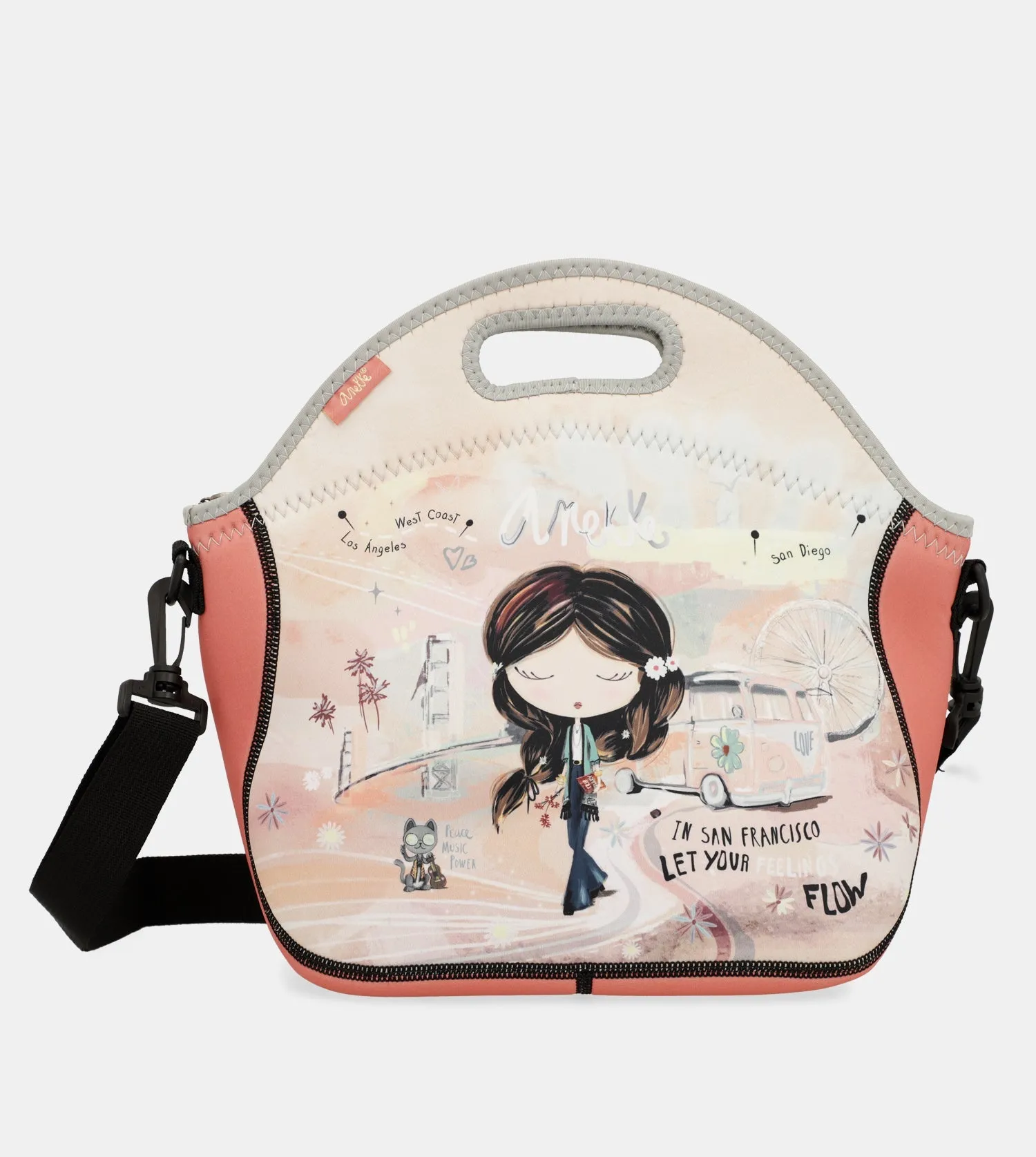 Peace & Love neoprene lunch bag