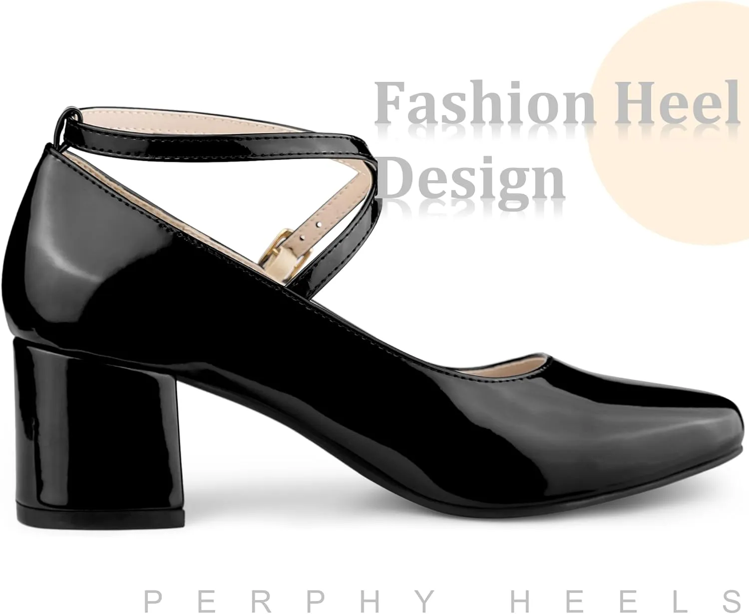 Perphy Mary Jane Square Toe Heels Block Heel Pumps for Women