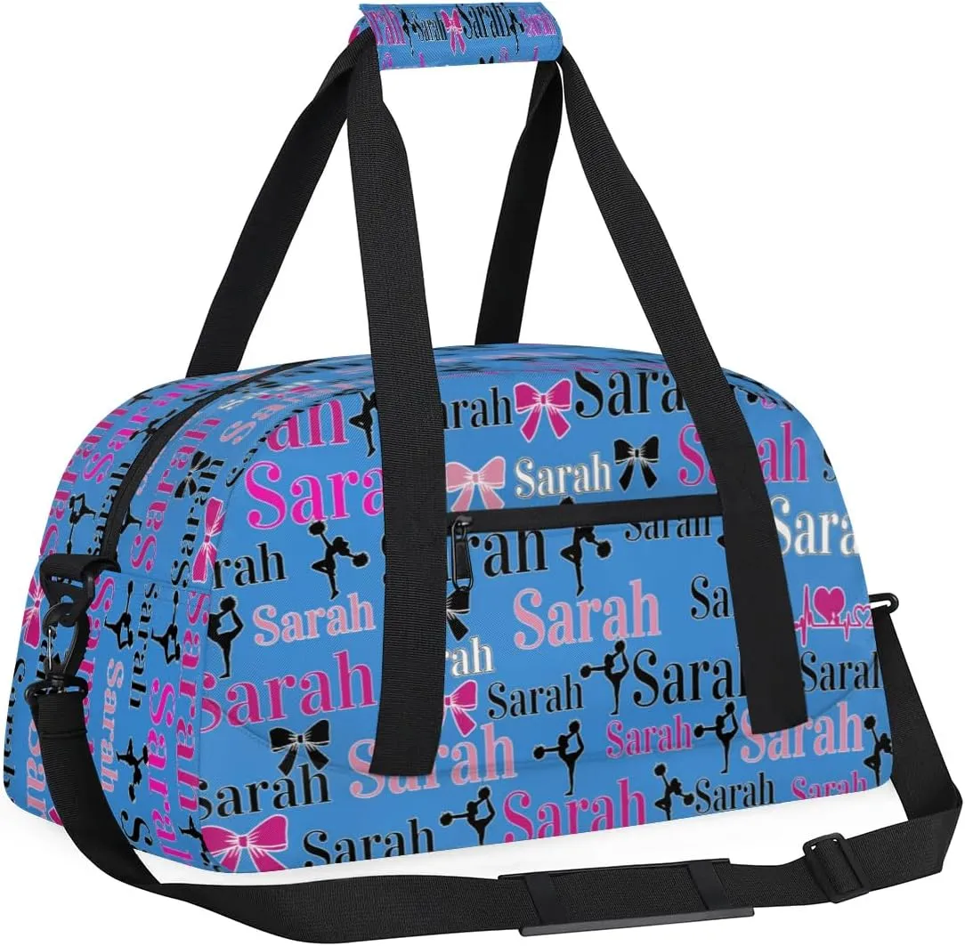 Personalized Cheer Duffle Bags, Custom Cheerleading Gym Bag for Women, Cheer Duffel Bag with Name Overnight Weekender Bags Customized Gifts for Cheerleaders (Blue)