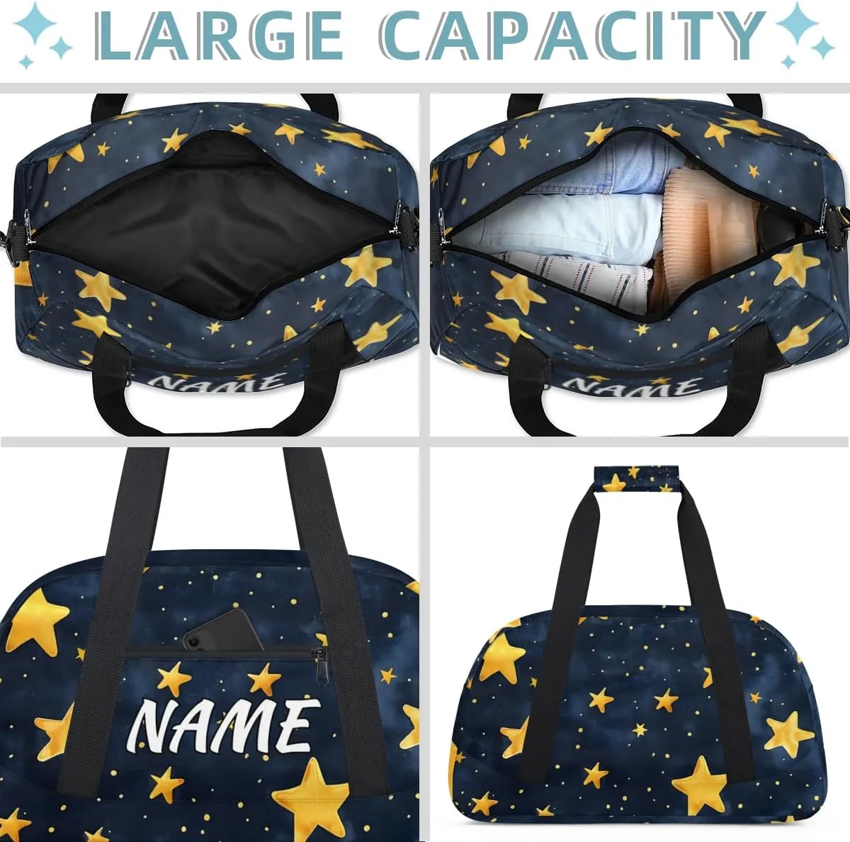 Personalized Custom Gym Bag for Women Men Carry on Shape Stars Travel Duffel Tote Fantasy Universe Overnight Workout Weekender Bag