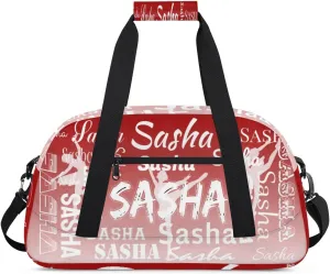 Personalized Dance Duffel Bag Name Cheer Bags, Custom Sport Duffel Gym Bag Weekender Bags for Travel Deep Red Gradient Gymnastics Bag