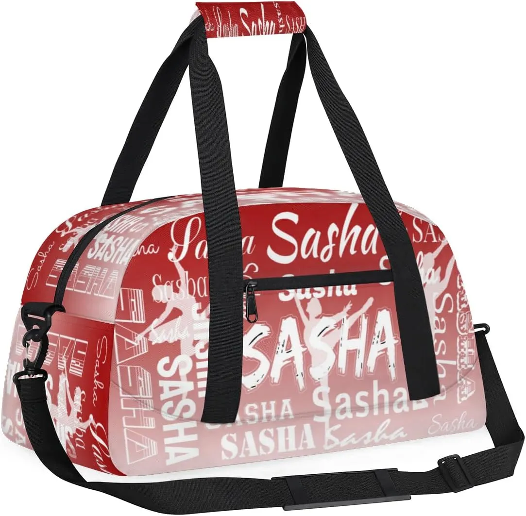 Personalized Dance Duffel Bag Name Cheer Bags, Custom Sport Duffel Gym Bag Weekender Bags for Travel Deep Red Gradient Gymnastics Bag