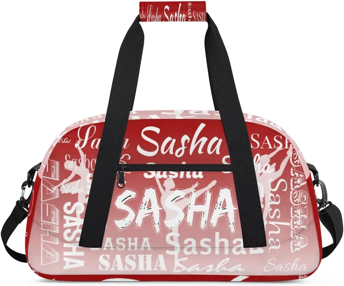 Personalized Dance Duffel Bag Name Cheer Bags, Custom Sport Duffel Gym Bag Weekender Bags for Travel Deep Red Gradient Gymnastics Bag