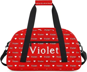 Personalized Duffel Bag Custom Sport Gym Travel Bags for Women Men, Customized Name Overnight Bags Weekender Bag, Coral Red A