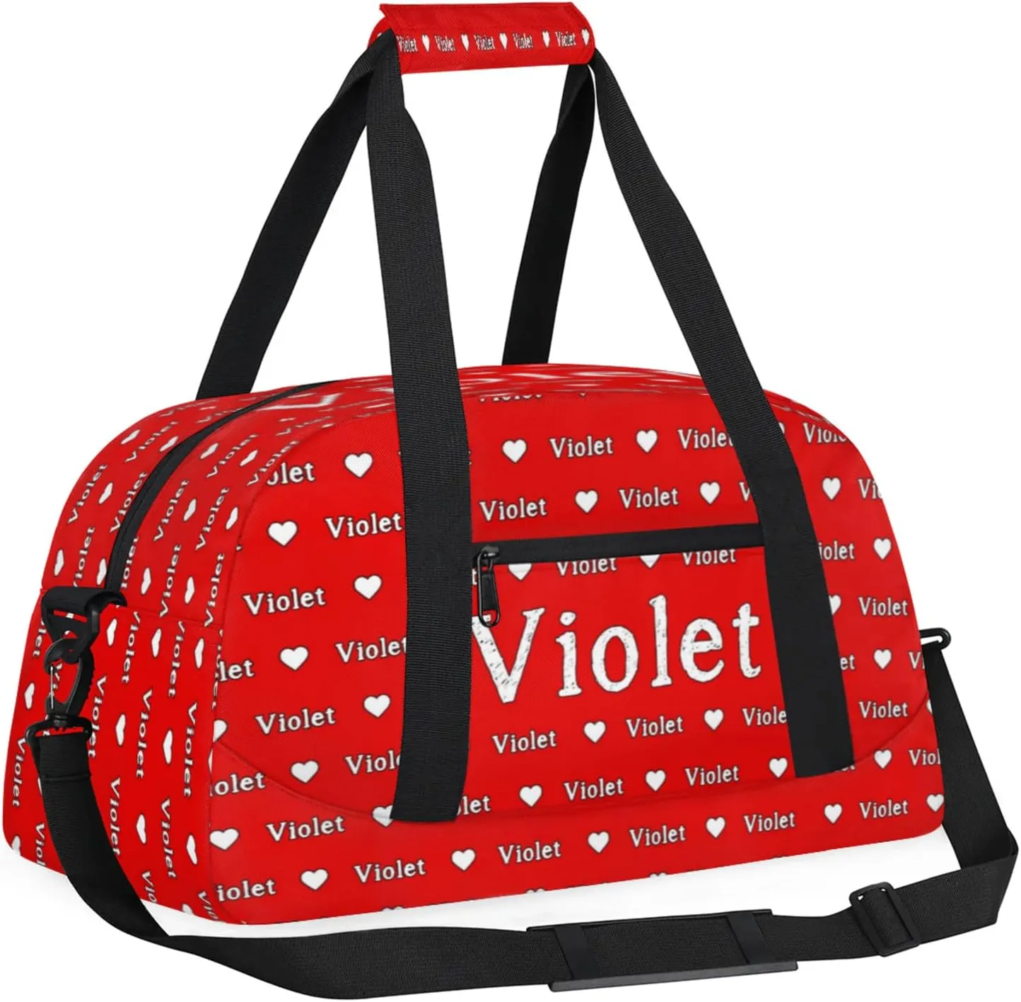 Personalized Duffel Bag Custom Sport Gym Travel Bags for Women Men, Customized Name Overnight Bags Weekender Bag, Coral Red A