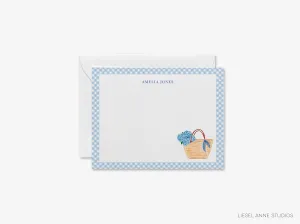 Personalized Hydrangea Rattan Bag Flat Notes