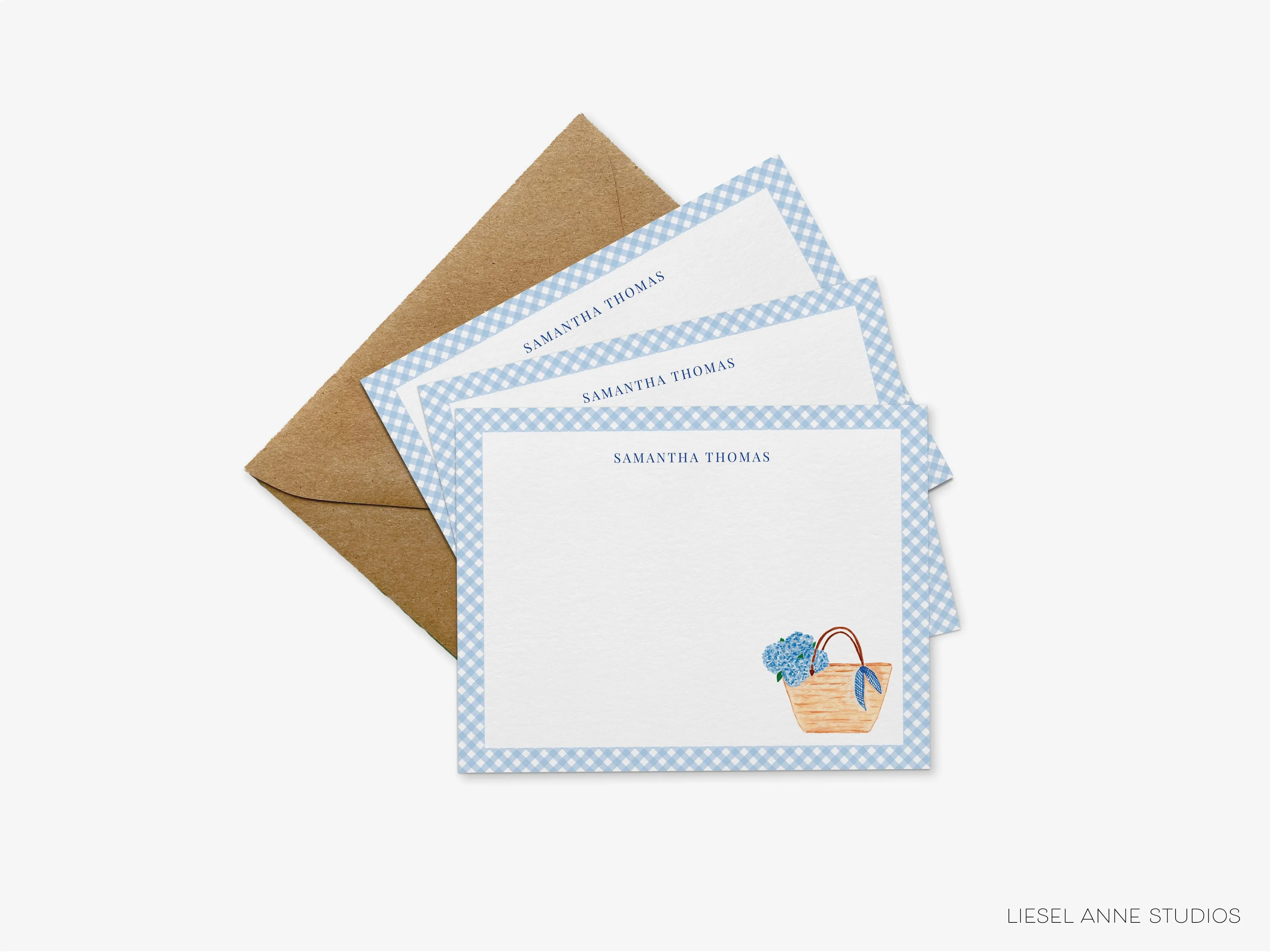 Personalized Hydrangea Rattan Bag Flat Notes