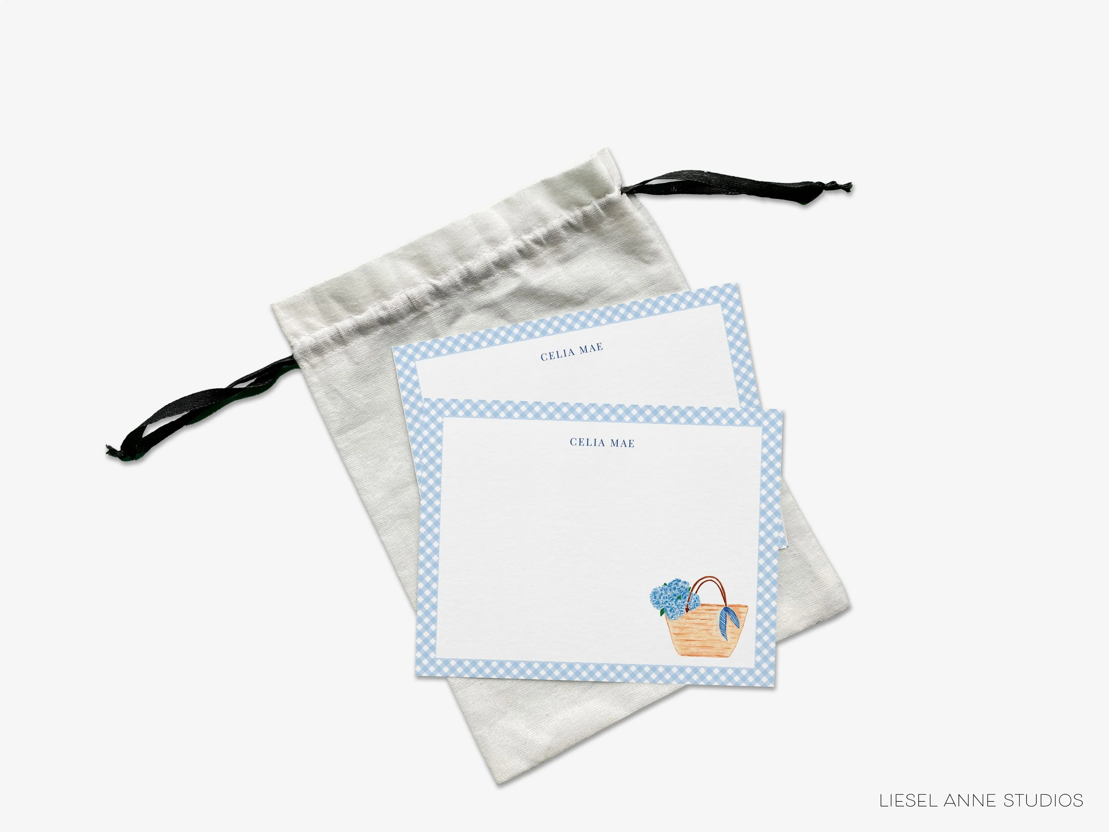 Personalized Hydrangea Rattan Bag Flat Notes