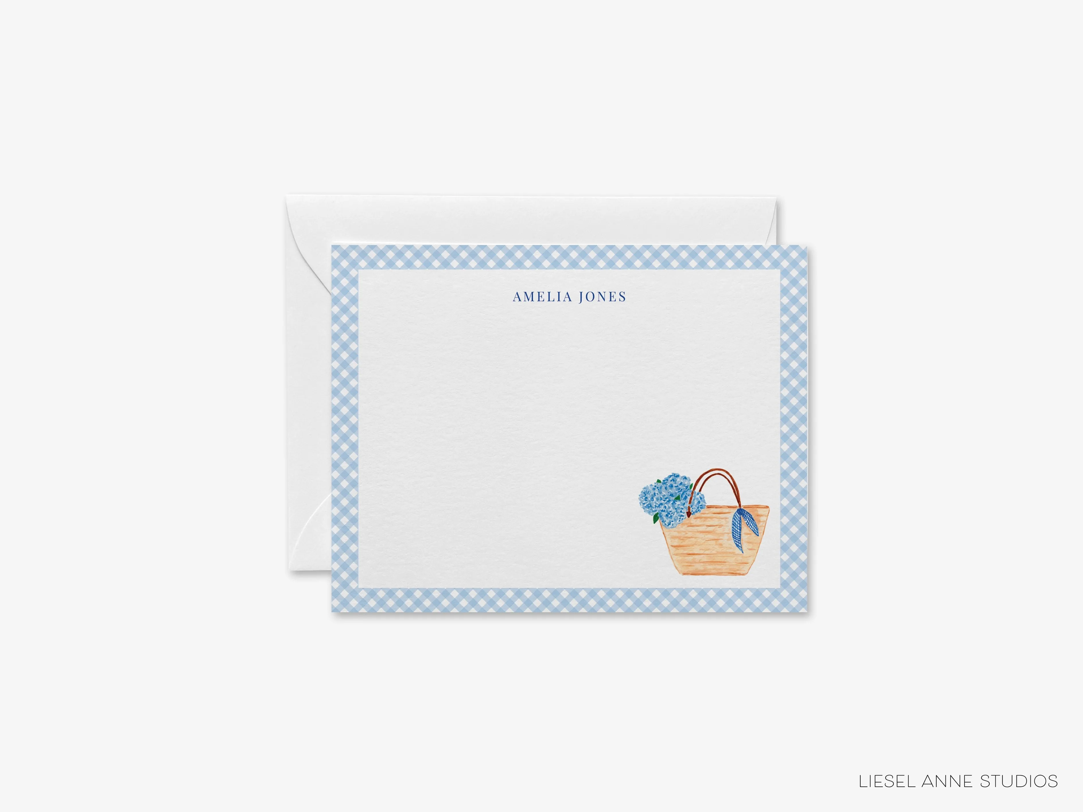 Personalized Hydrangea Rattan Bag Flat Notes