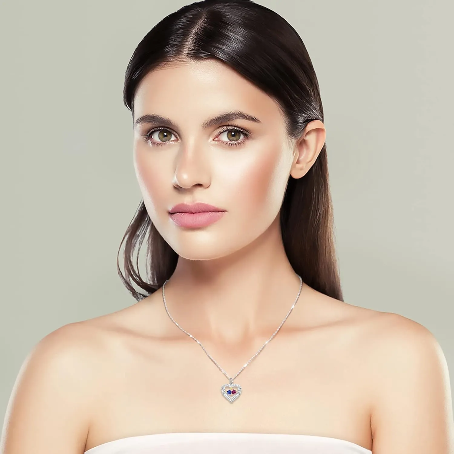 Personalized sterling silver pendant necklace with birthstone and name mothers jewelry heart shaped necklace for her birthstone necklace
