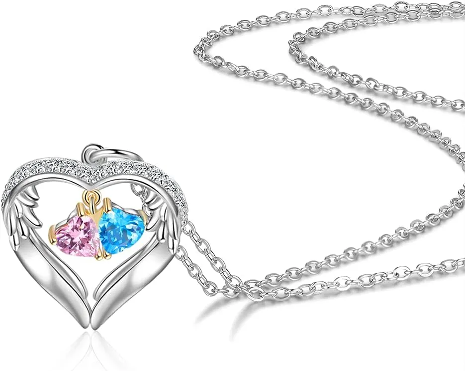 Personalized sterling silver pendant necklace with birthstone and name mothers jewelry heart shaped necklace for her birthstone necklace