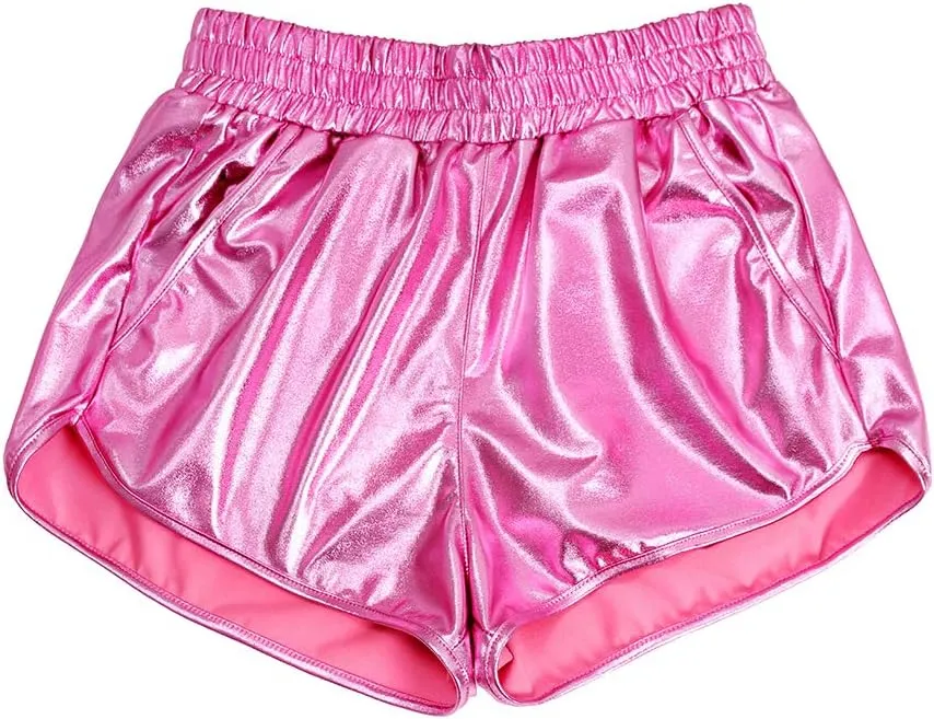 PESION Women's Metallic Shiny Shorts Sparkly Rave Hot Short Pants