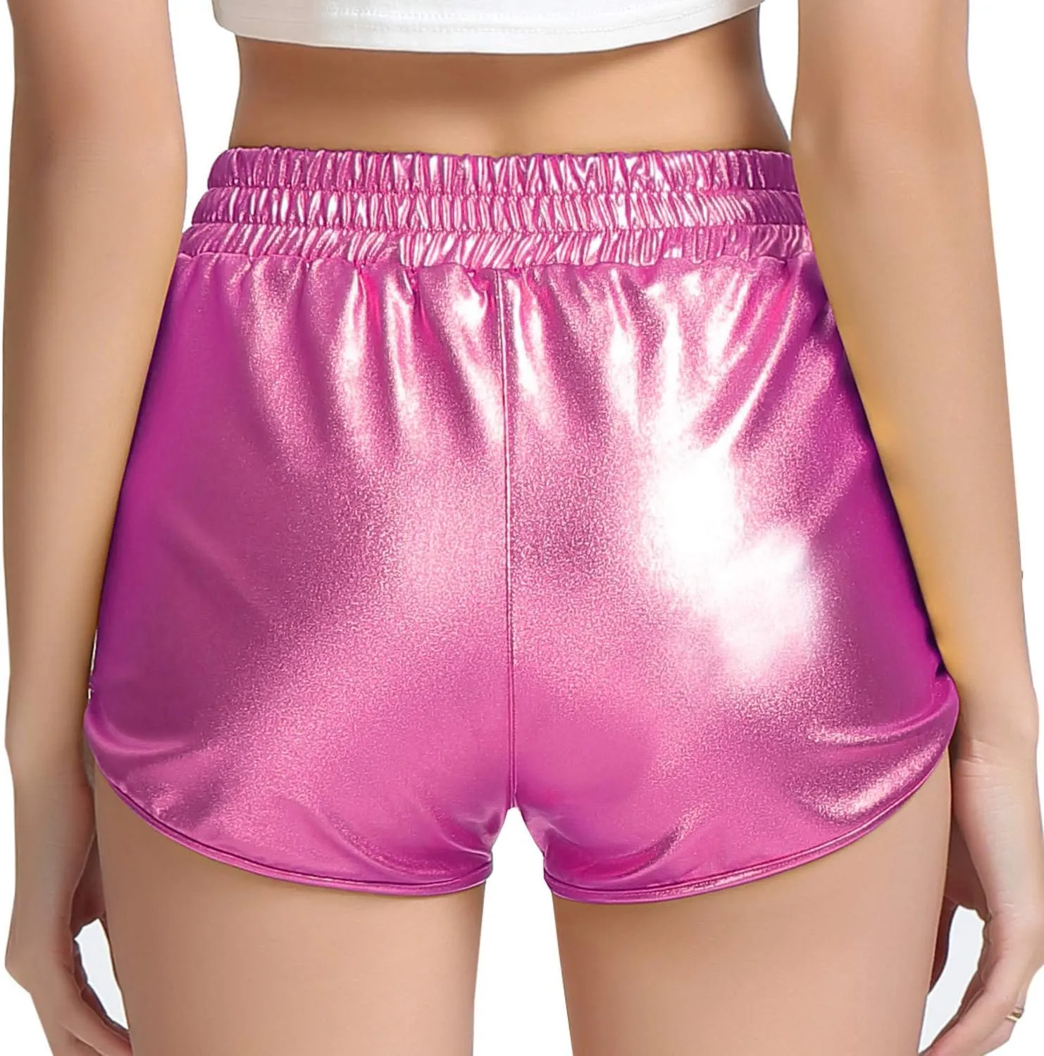 PESION Women's Metallic Shiny Shorts Sparkly Rave Hot Short Pants