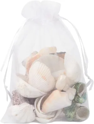 PH PandaHall 100pcs 5x7inch White Organza Drawstring Gift Bags for Candy, Jewelry, Wedding Favors, Christmas, Party - Sheer Pouches