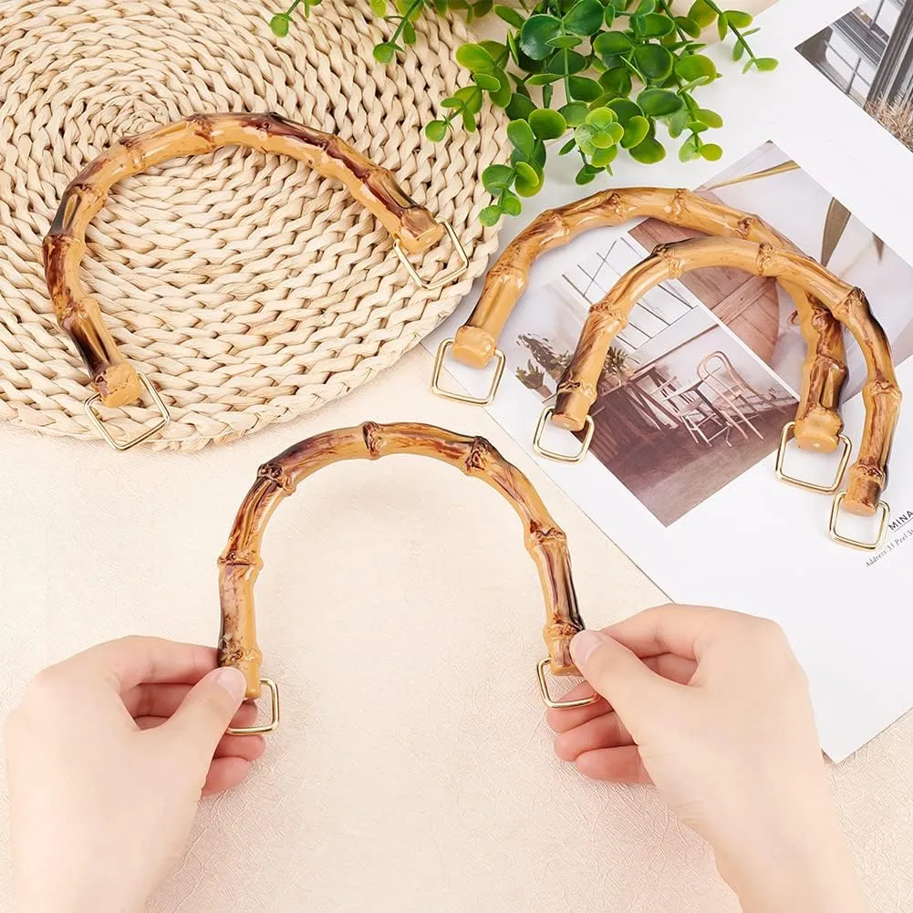 PH PandaHall 4pcs Purse Handles Plastic Bag Handles 2 Sizes U-Shape Bag Handle Replacement Handbag Handle Purse Strap with Alloy Clasp for Bag Making Shoulder Bag Crochet Bag