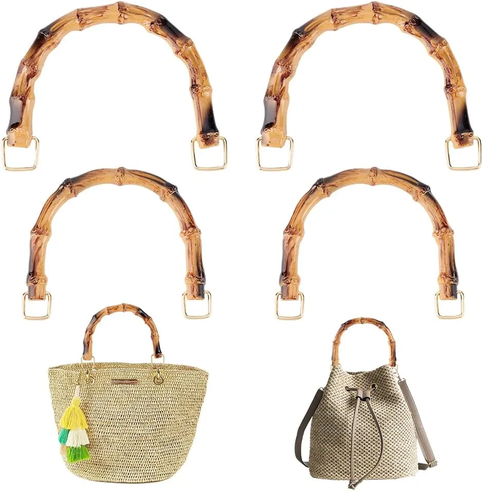 PH PandaHall 4pcs Purse Handles Plastic Bag Handles 2 Sizes U-Shape Bag Handle Replacement Handbag Handle Purse Strap with Alloy Clasp for Bag Making Shoulder Bag Crochet Bag