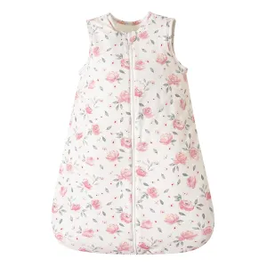 PHF 100% Cotton Baby Sleep Sack 6-12 Months, 2.5 TOG Winter Baby Wearable Blanket with 2-Way Zipper, Warm Comfy Quilted Sleeping Bags, Infant Sleeping Sack for Newborn Girls, Medium Size, Pink Floral