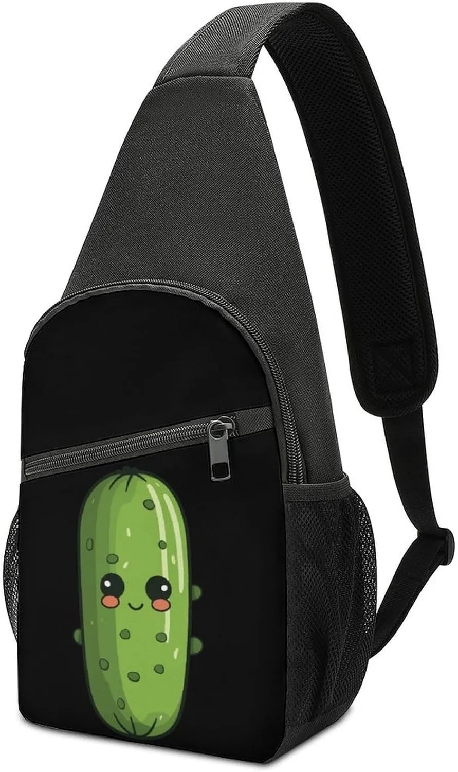Pickle Cucumbers Small Sling Bag Crossbody Bags Casual Chest Bag Daypack for Travel Sports Hiking