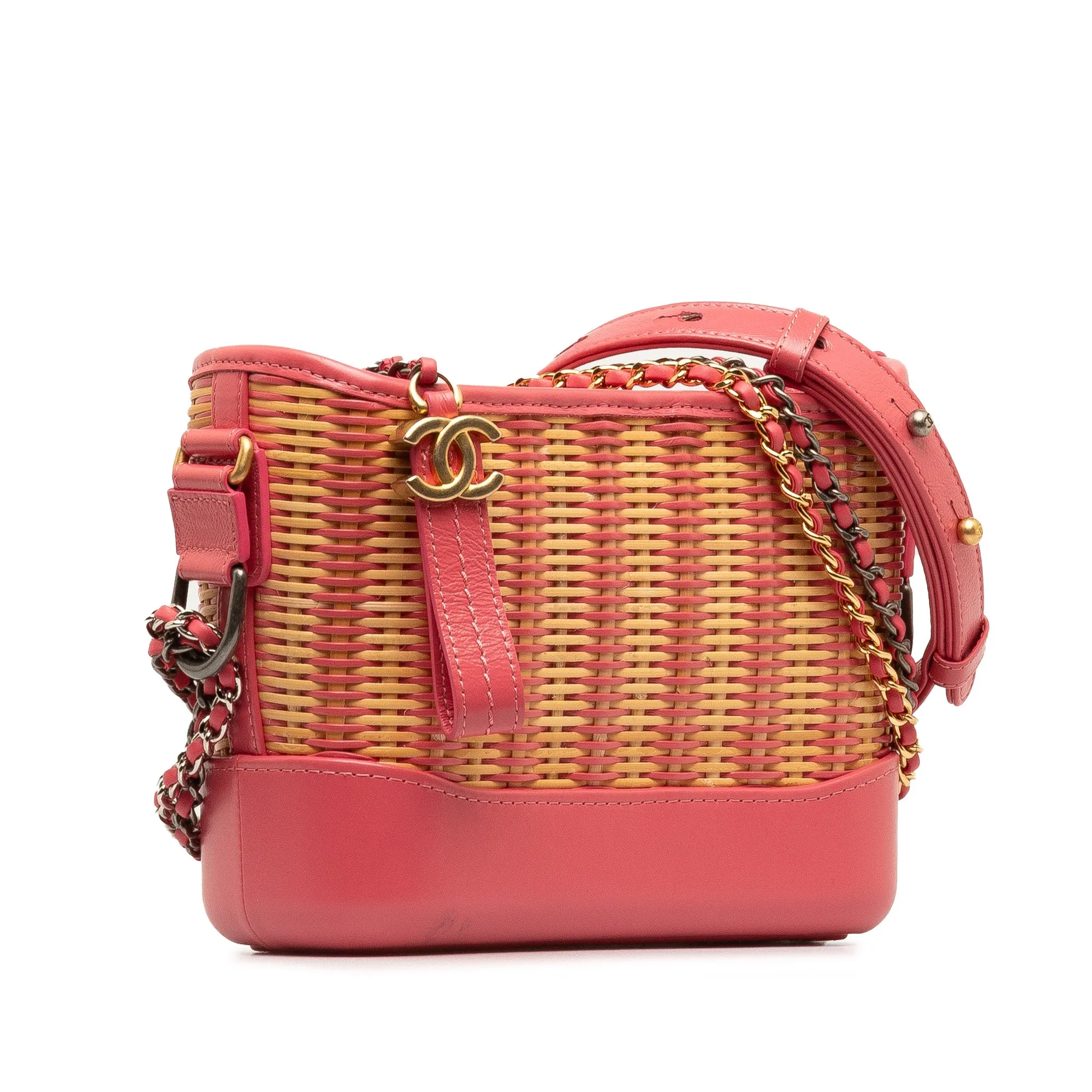 Pink Chanel Small Rattan Gabrielle Crossbody